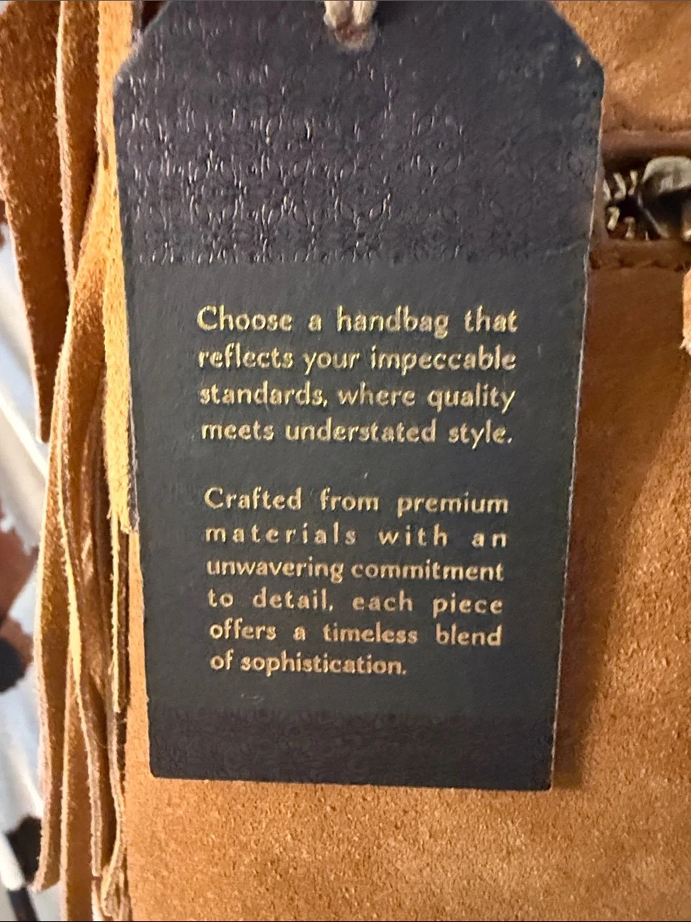 Leather Suede Fringe Hand Bag/Crossbody Bag in Camel, NWT